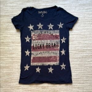 Lucky Brand American Flag Navy Graphic T-Shirt Stars Stripes Size Medium